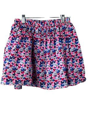 GAP Girls M 8 Heart Print A Line Skirt Pink Blue Pull On Cotton